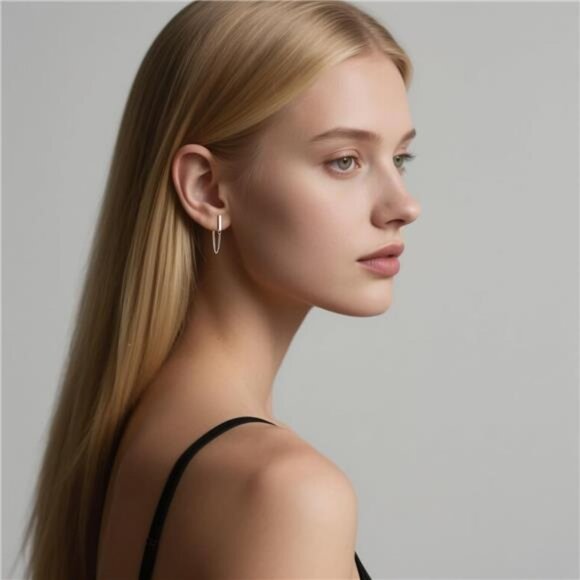 Solid 925 Sterling Silver Stud Earrings Minimalist Bar Earrings - Picture 3 of 14